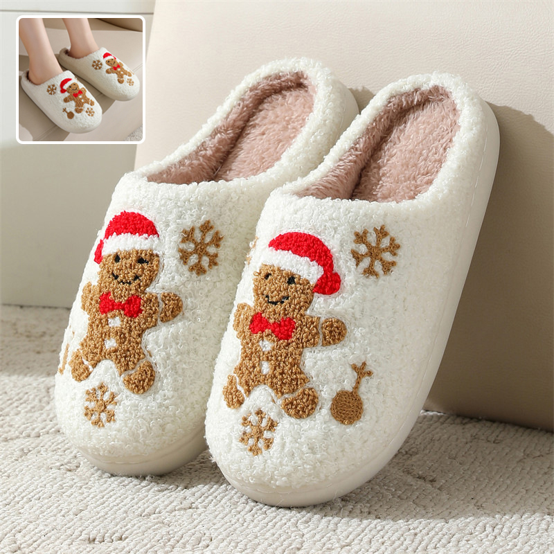 Gingerbread Holiday House Slippers